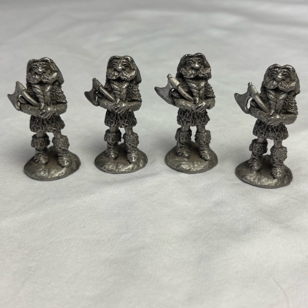 Vintage Viking Barbarian figurines, 2” Pewter D&D Gallo, set of 4